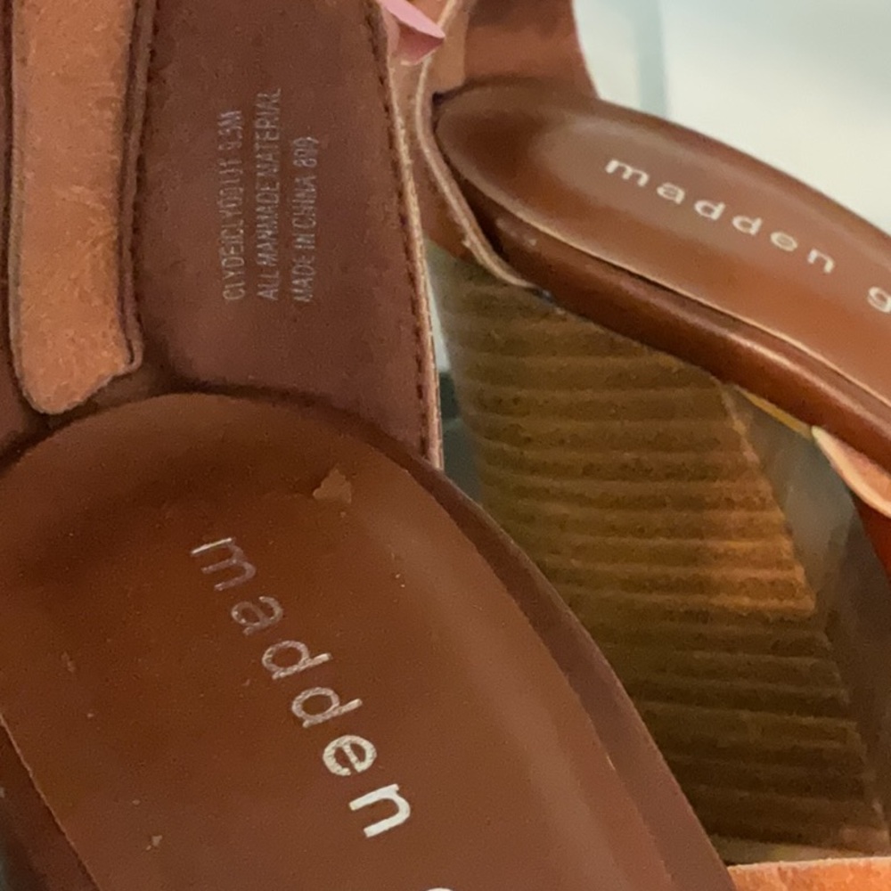 Madden Girl Faux Leather Strappy Block Heel Sandals, Size 9.5M, Brown - Picture 5 of 11